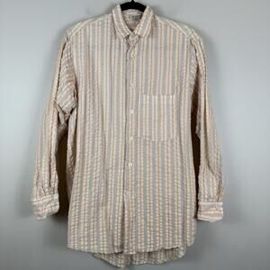 CP Shades San Francisco Crinkle Button Down Shirt Small Striped Beachy‎ Preppy